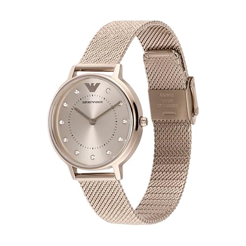 Emporio Armani Uhr für Damen , Zweizeiger Uhrwerk, 32mm Rosa Edelstahlgehäuse mit Edelstahlarmband, AR11129