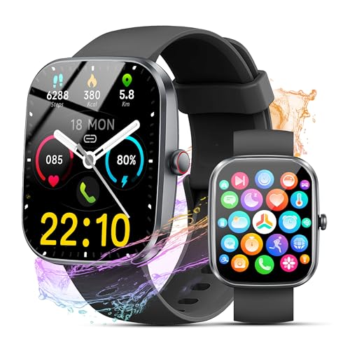 Smartwatch Herren Damen mit Telefonfunktion, 1.91' Fitnessuhr Damen, 100+Sportmodi IP68 Wasserdicht Sportuhr, Smart Watch mit Schrittzähler, Herzfrequenz, SpO2, Schlafmonitor, Uhren für iOS Android