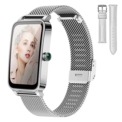 Smartwatch Damen Herren, JRLinco Smart Watch für iPhone Android Handy, IP68 Wasserdichte mit Blutsauerstoff/Herzfrequenz/Schlafüberwachung, 1.45'Rechteckig Fitness Tracker mit 12 Sportmodi