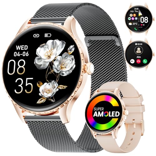 LIGE Smartwatch Damen 2025 mit Telefonfunktion, 1,32'' AMOLED Display Smart Watch, Elegante Armbanduhr, IP68 Wasserdicht, 100+ Sportmodi Fitnessuhr, Schrittzähler, Frauengesundheit für iOS Android