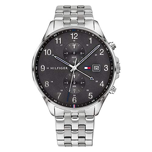 Tommy Hilfiger Multi Zifferblatt Quarz Uhr für Herren mit Silbernes Edelstahlarmband - 1791707