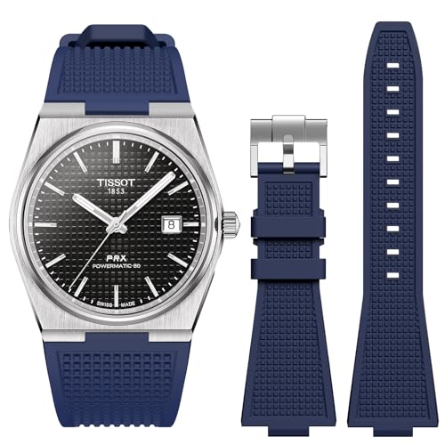 Stanchev Armband für Tissot PRX Uhrenserie, Weicher Silikonarmband für Tissot PRX Powermatic 80, 12mm Ersatzarmbänder für Herren und Damen für Tissot PRX Serie Uhren 40mm (Dark Blue)