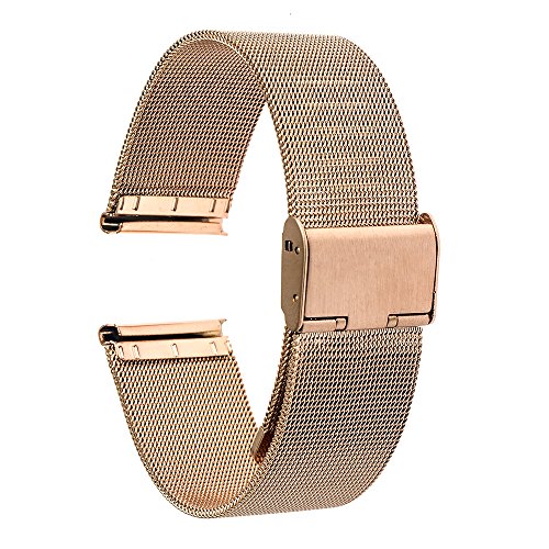 TRUMiRR 18mm Uhrenarmband Mesh Edelstahl Metallarmband für 36mm Daniel Wellington, Nokia/Withings Activite/Pop/Steel HR 36mm, Fossil Gen 4 Q Venture HR/Gen 3 Q Venture/Fossil Q Tailor
