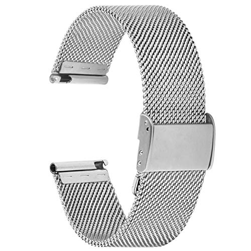 Fullmosa Ersatzarmband 18mm für Huawei Watch 1st/Garmin vivoactive 4s/Vivomove 3S/Active S/Venu 2S, 18mm Silber