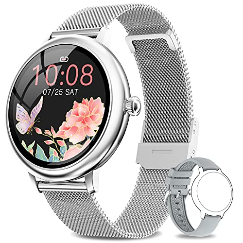 NAIXUES Smartwatch Damen, Fitness Tracker IP67 Wasserdicht, Fitnessuhr mit Aktivitätstracker Pulsuhr Stoppuhr Schlafmonitor Schrittzähler Uhr, Smartwatch für Android iOS