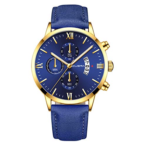 Herren Armbanduhr Mode Quarzuhr Analog Quartz Wrist Watch Uhren Leder Armband Herrenuhr Lederarmband, K