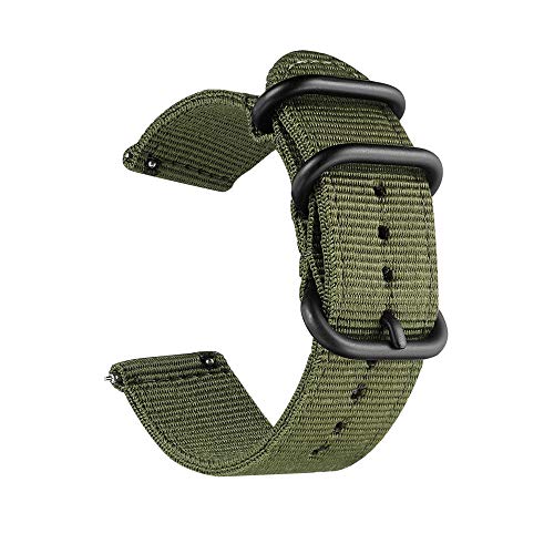 CNYMANY 20mm Universal Ballistic Uhrenarmband, Nylon Canvas Woven Loop Ersatzband Armband Schnallenverschluss Verstellbarer Verschluss für Smart-Watch Sport Fitness Tracker - Grün