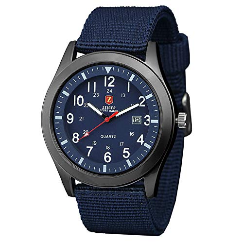 Zeiger Herrenuhr Abenteuer Analog Quarz Herren Uhr Blau Sportuhr Datum Armbanduhr W284