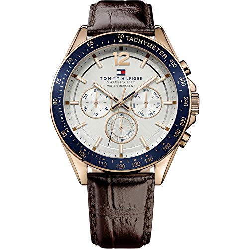 Tommy Hilfiger Multi Zifferblatt Quarz Uhr für Herren mit Braunes Lederarmband - 1791118