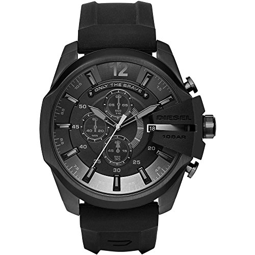 Diesel Herrenuhr Diesel Chief Series, QuarzChronographenwerk, 51mm schwarzes Edelstahlgehäuse mit Edelstahlarmband, DZ4378