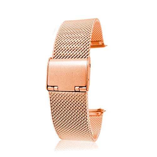 Clarkwatches Uhrenarmband Rosegold 18mm mit Schnellverschluss |Mesh Milanaise Metall Armband Uhren Ersatzuhrenarmband | wechseln ohne Werkzeug